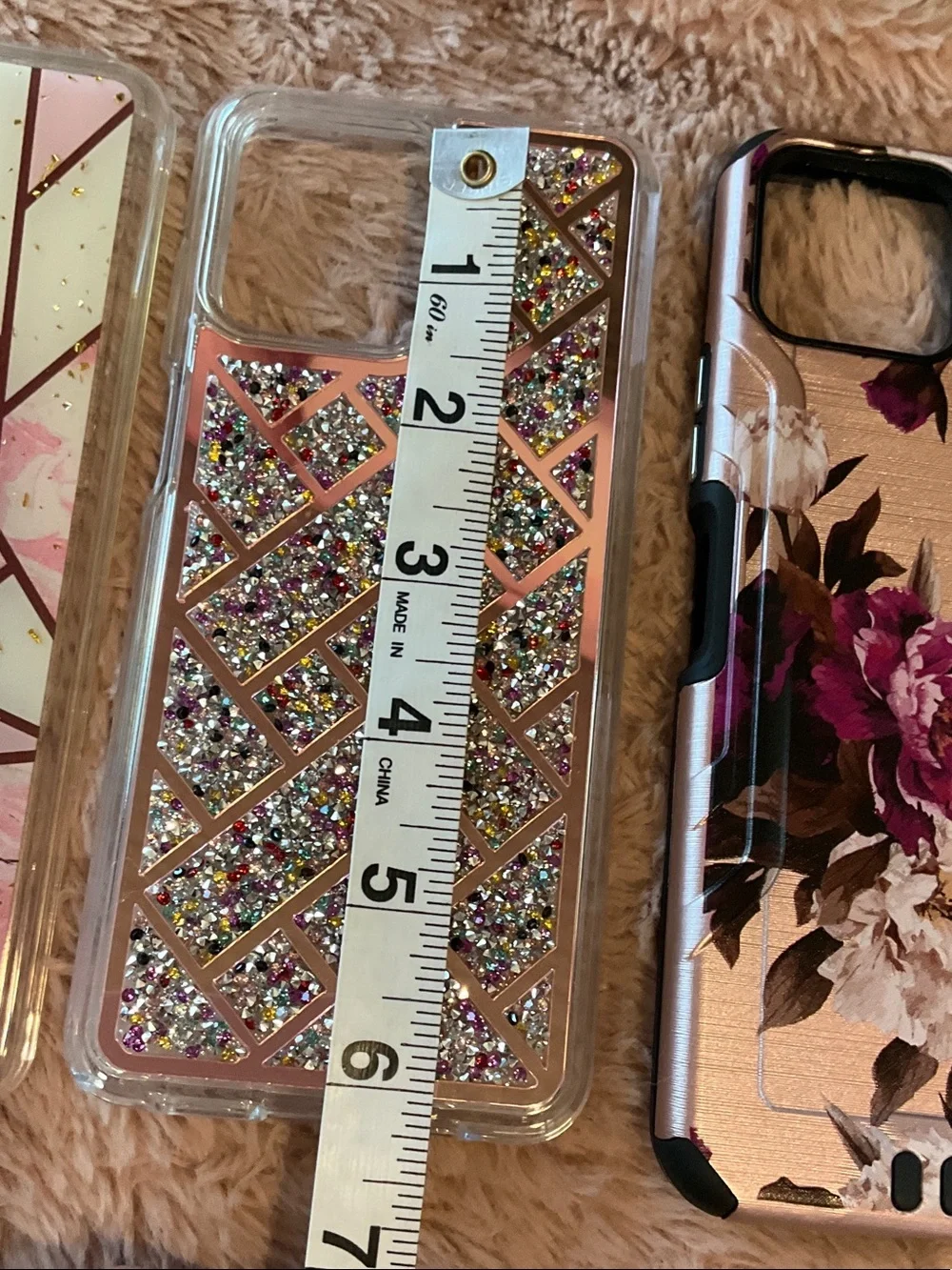 Pink Floral and Geometric Glitter Phone Case Trio - Pink Phone Cases